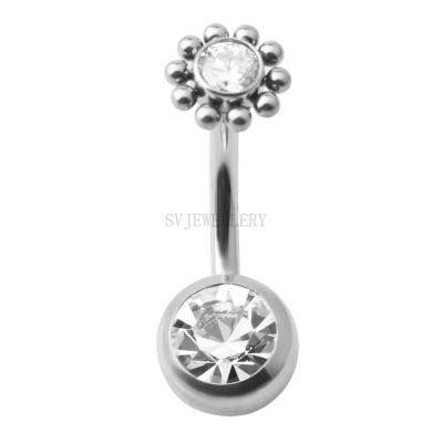 China High Shiny Polished Titanium 14G Internally Threaded Navel Ring CZ Navel Piercing Jewelry Hot Selling for sale