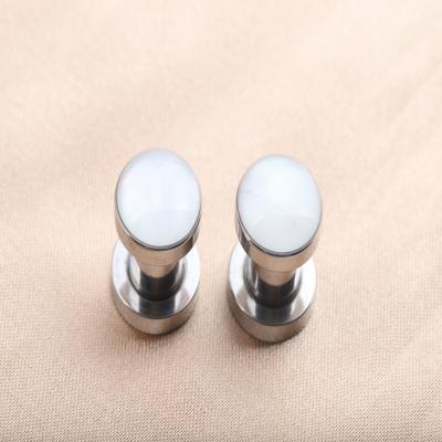 China FASHIONABLE Epoxy Custom Stainless Steel Pulley Flesh Tunnel Plugs Ear Tunnel for sale