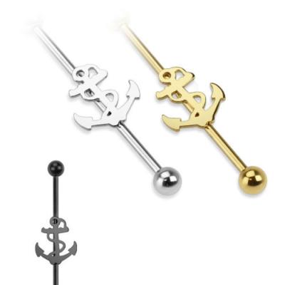 China LA MODE Anchor Designed Surgical Steel Industrial Barbell for sale