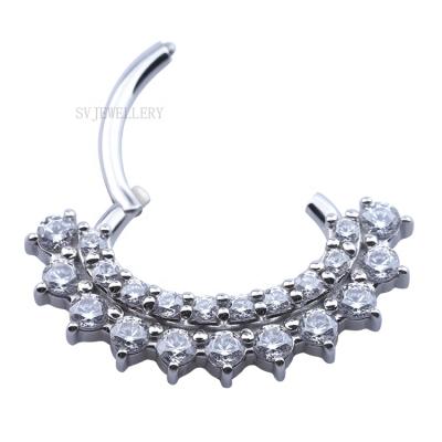 China Hiphop Hot Sale 316L Surgical Zircon Hinged Segment Ring Nose Ring Ear Piercing Jewelry for sale