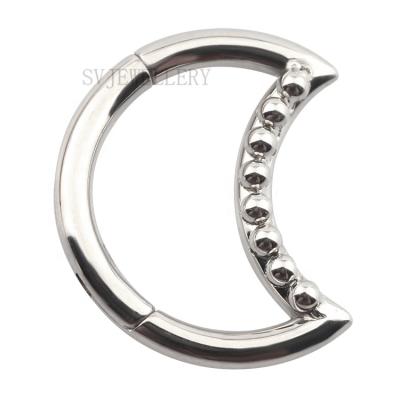 China FASHIONABLE G23 CNC Moon Designed Seamless Clicker Earring Hoop Ear Tragus Cartilage for sale