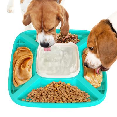 China Hot Selling Sustainable Amazon 5 In 1 Food Grade BPA Free Dog Water Bowl ABS Slow Feeder Lick Mat for sale