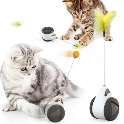 China New Viable Bestselling Pet Cat Cats Feather Tumbler Detachable Interactive Funny Teasing Toys for sale