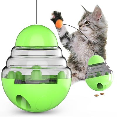 China Viable Interactive Training Tumbler Toy Pet Supplies Puzzle Cat Slow Food Ball Cat Toys Leak Food Container Funny Pet Shaking for sale