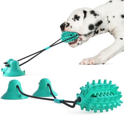 China Hot Selling Stocked Natural Rubber Shaped Toy Smart Interactive Rope Pulling Pet Toy Chew Cleaning Toy for sale