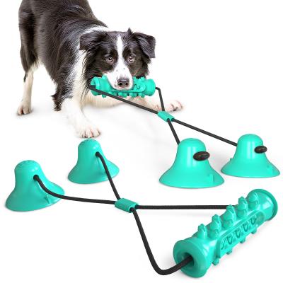 China Hot Sale Viable Molar Bite Heavy Duty Double Suction Cup Dog Chew Rope Ball Durable Aggressive Pull Toy for sale