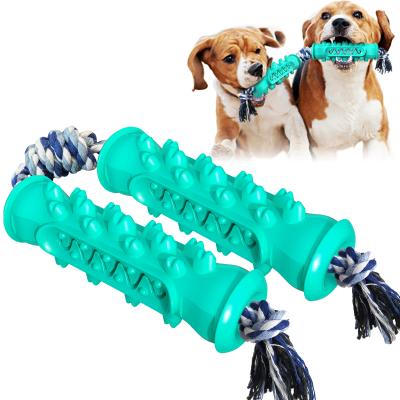 China New Dog Sustainable Eco-Friendly Rubber Toothbrush TPR Dog Bite Pet Chew Cotton Rope Toys Molar Dog Toys For Chewers Aggressive Large Breed for sale