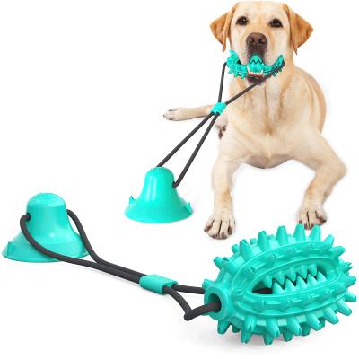 China Viable Dog Chew Toy TPR Dog Suction Cup Tug Toy Pet Leakage Food Ball Interactive Teeth Cleaning Pushing Toy for sale