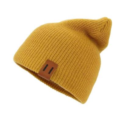 China New JOINT Adult Children Warm Knitted Hat Autumn And Winter Pure Color Baby Knitted Hat Parent-child Knit Beanie for sale