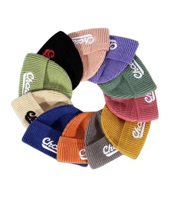 China JOINT High Quality 100% Acrylic Embroidered Custom Hip Hop Beanie Hats For Men And Solid Color Women Fall/Winter Knitted Hats for sale