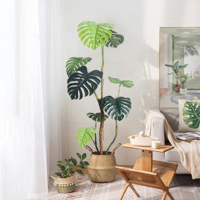 China Handmade Plastic Artificial Monstera Plant Wind Resistance for sale