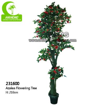 China Anti UV Plastic 7ft Artificial Palm Tree , Artificial Azalea Tree For Space Decor for sale