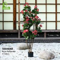 China Factory Wholesale Superior Quality Artificial Geranium Tree With Red Flower For Indoor Decoration for sale