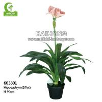 China Colorful Decorative 90cm Plastic Artificial Potted Flower Hippeastrum for sale