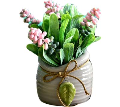 China Potted Artificial Wheat Ear Colorful Flower Home Office Desk Decor for sale