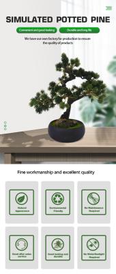 China 50cm Artificial Pine Trees Fake Potted Plants Bonsai For Office Decoration for sale