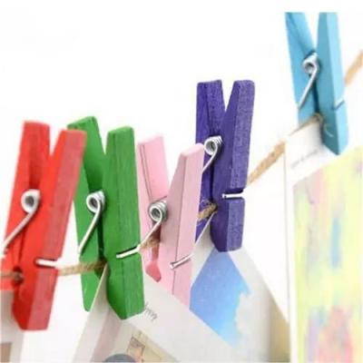 China Factory Wholesale 3.5Cm Diy Color Small Clip Beautiful Photo Clip Minimalist Wooden Bookmark Creative Manual Clip for sale