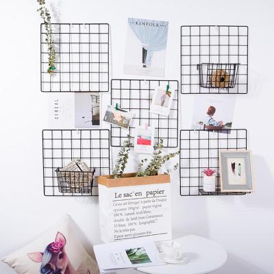 China Wall Art Display & Multifunction Metal Mesh Wire Grid Panel Organizer With Cups Wall Decoration Room Photo Postcard Display Home Life for sale