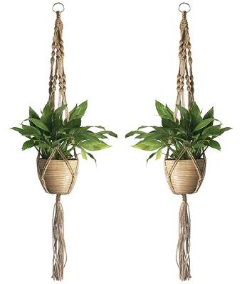 China Handmade Plant Hanger Macrame Planter Basket Plant Holders Rope Indoor Outdoor Hanging Jute for sale