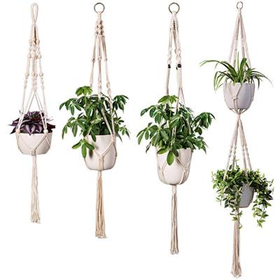 China Foldable / Eco-friendly Macrame Planter - Hanging Basket with Different Designs Handmade Indoor Planter Plant Hanger for Home Decor for sale