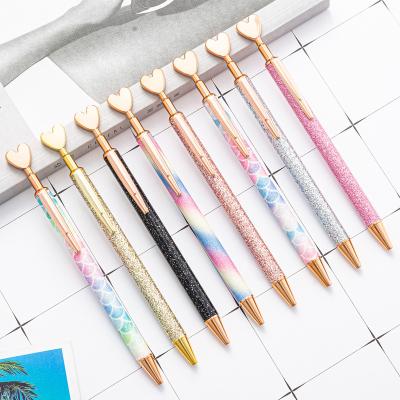 China Popular Office School Use Pen Professional Factory Pens Creative Creative With Custom Logo Pens Cute Gift Love Gold Powder Tip for sale