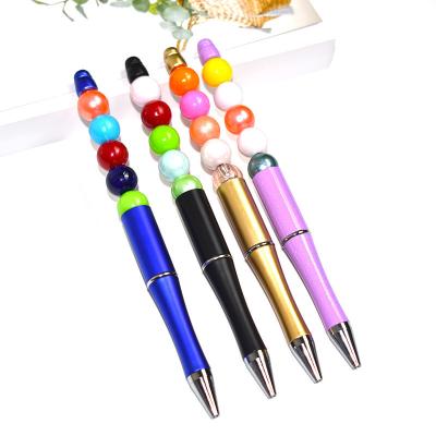 China Hot Selling 2022Wholesales Popular Add A Bead Jewelry Ball Pen Decorative Beaded Gift Pen Beadable Plastic Tip DIY Pen for sale