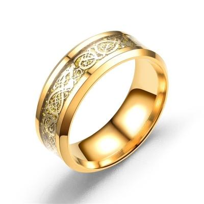 China FASHIONABLE Zircon Gold Dragon Pattern Fashion Couples For Men And Women Ring Beautiful O-ring For Boys for sale