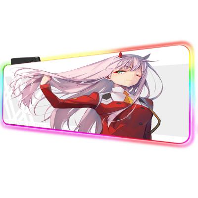 China Darling In The Franxx Mouse Anti-Slip Pad With USB Backlight LED Mouse Pad RGB Large Mouse Pad Gamer for sale