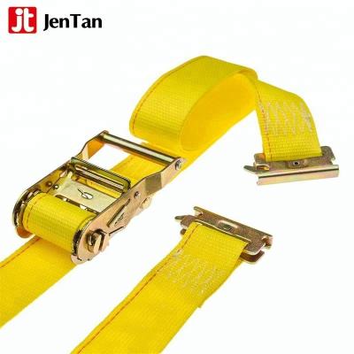 China Cargo Safety JenTan 2inch 27foot Ratchet Straps With Flat Hook For Cargo Lashing for sale