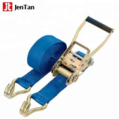 China Heavy Duty Cargo Safety JenTan J-Hook Ratchet Lashing Belt For Cargo Control for sale