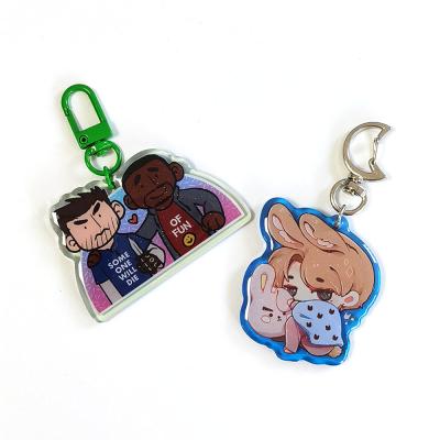 China Promotion Gift Custom Double Sided Printing Glitter Epoxy Colorful Acrylic Key Chain Charm for sale