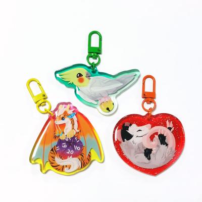 China Gift Key Chain Clear Acrylic Epoxy Resin Glitter Anime Custom Acrylic Charms Key Chain for sale