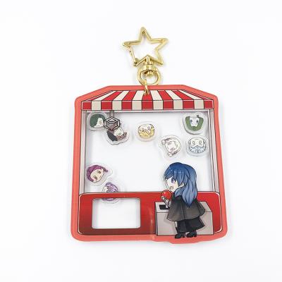 China Promotion Gift Custom Shaking Acrylic Key Chain Printed Cute Anime Acrylic Charm With Inner Small Shaker Keychains for sale