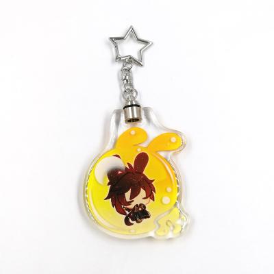 China Custom Promotion Gift Anime 3D Foreground Printed LED Light Anime Key Chain Acrylic Charms for sale