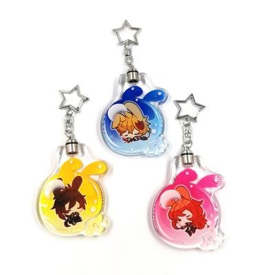 China Custom Promotion Gift Factory Picture Anime Copy Cheap Colorful LED Key Chain Light Acrylic for sale