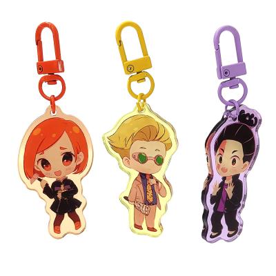 China Custom hot anime clear acrylic charm promotion gift sale key chain with full racking edge for sale