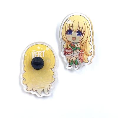 China Anime Acrylic Clear Custom Double Sided Printing Acrylic Cartoon Pins Badges for sale