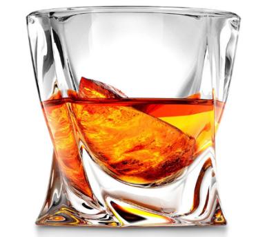 China Custom Logo Fashion Whiskey Cup Mugs Transparent Twisted Glass Whiskey Tall Glass Design High White for sale