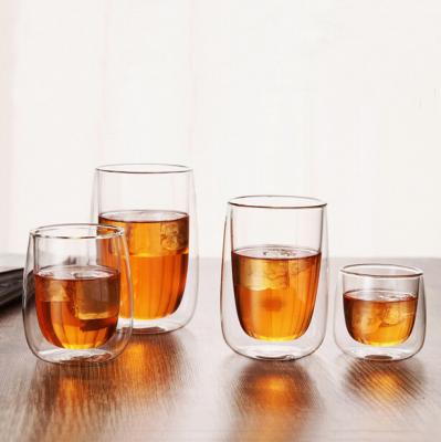 China Double Wall Hand Blown Glass Coffee Tea Cup Borosilicate Double Wall Viable Wholesale Coffee Mug High Vivid for sale