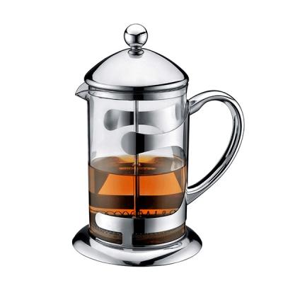 China Sustainable Chrome Plated Pyrex Glass Teapot Coffee Maker French Press for sale