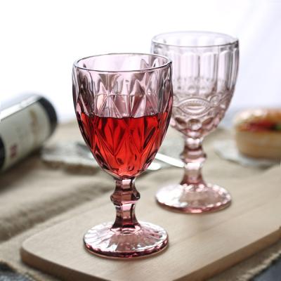 China Sustainable Lead Free 10oz Vintage Wine Glass 300ml Wine Glass Goblet Etched Wine Glass Cup for sale