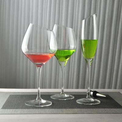 China Modern Man Blown Glass Goblet, Lead Free Wine Glasses, Slope Crystal Mouth Glass Goblet. for sale