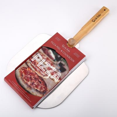 China Sustainable aluminum pizza skin, bent handle for sale