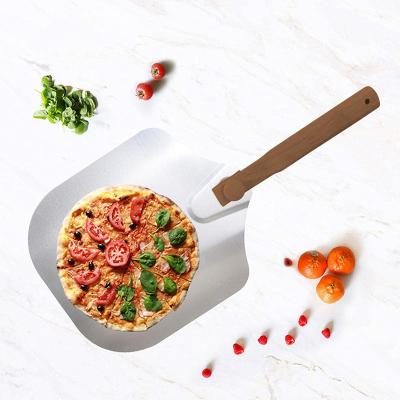 China Pizza Skin Viable Aluminum Shovel With Long Wooden Handle Paddle Spatula Pastry Baking Tools Cake Cutter Knife Kitchen Baking Accessories for sale