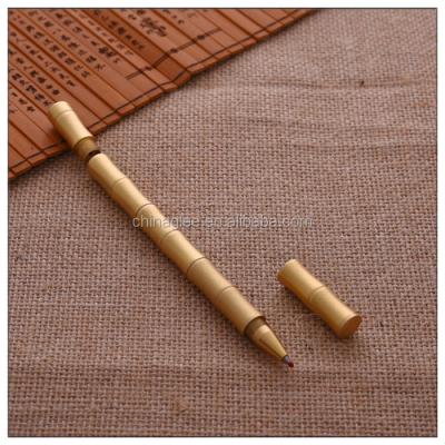 China Promotional Shape Pen Bamboo Metal Pen High End Gold Copper Brass Pen for sale