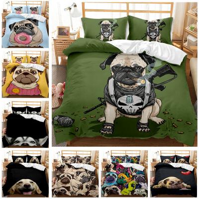 China Widely Loved Nondisposable Cute 3d Dog Cartoon Dog Printed Bedding Sets Duvet Cover Bedding Set 3pcs Material 100% Polyester for sale