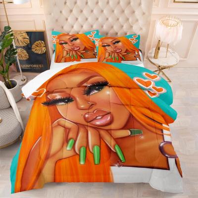 China Best Selling Nondisposable African Girl African Bedding 3d Printed Comforter Set for sale