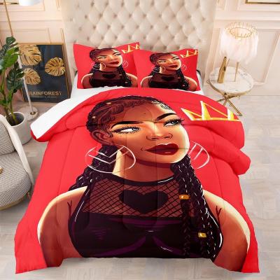 China 2021 New Style Girls Fashion Nondisposable 100% Polyester Fabric 3d Printed Comforter Set for sale