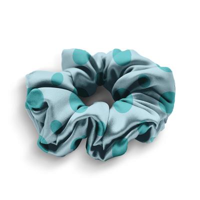 China Custom 100% hair care logo girls hair bands patterns custom pure silk printed green elastic hair scrunchies for sale