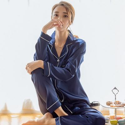 China QUICK DRY Women's Satin Silk Pajamas Pajamas Set Sleepwear Pijama Couples Pajamas Suit Men Set Two Piece Female Sleep Loungewear Plus Size for sale